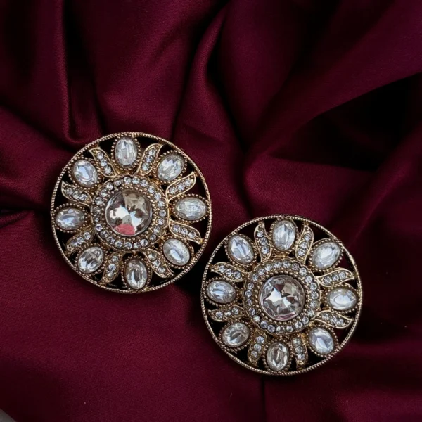 Elma Polki Dupe Ethnic Studs - White