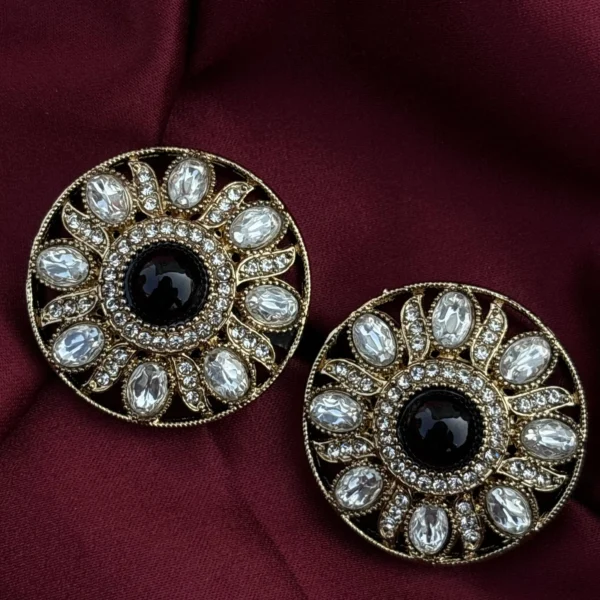 Elma Polki Dupe Ethnic Studs - Black