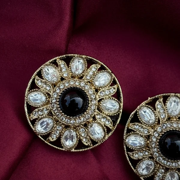 Elma Polki Dupe Ethnic Studs - Black