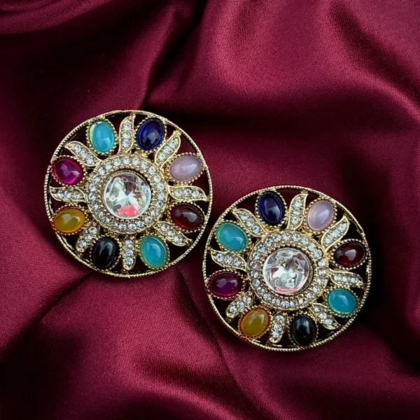 Elma Polki Dupe Ethnic Studs - Multi