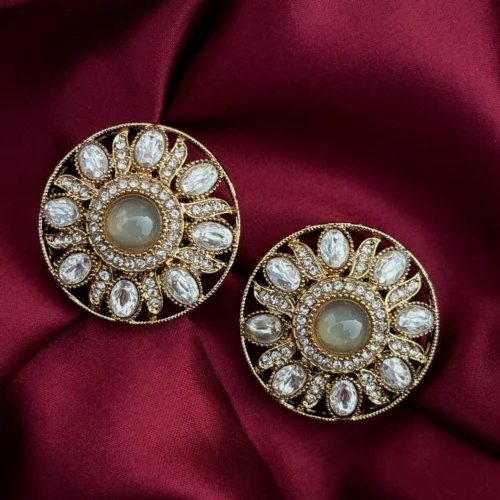 Elma Polki Dupe Ethnic Studs - Ash