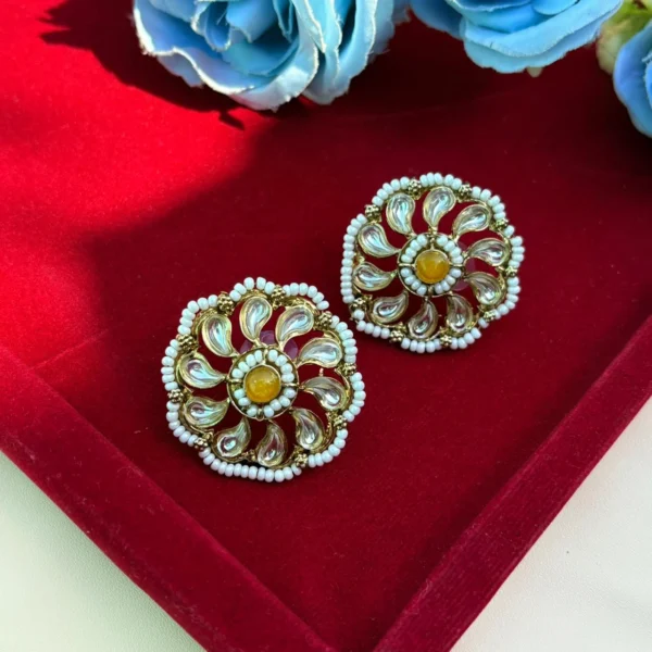 Sawariya Chakra Beaded Studs - Yellow