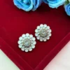 Floral Meenakari White Studs - Tops