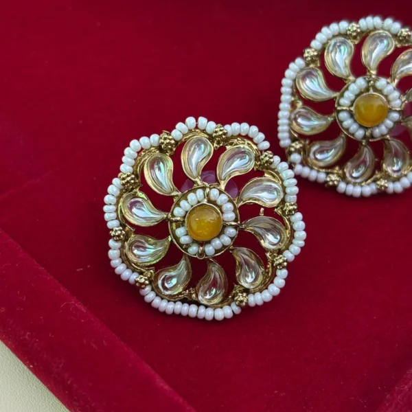 Sawariya Chakra Beaded Studs - Yellow
