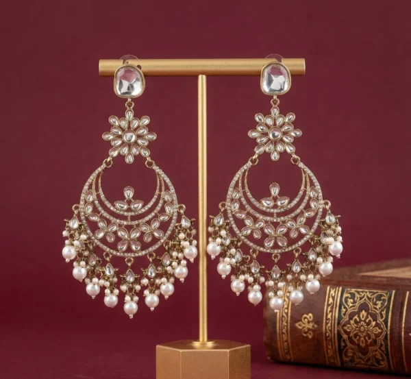 Shalini Premium Statement Chandbali - White