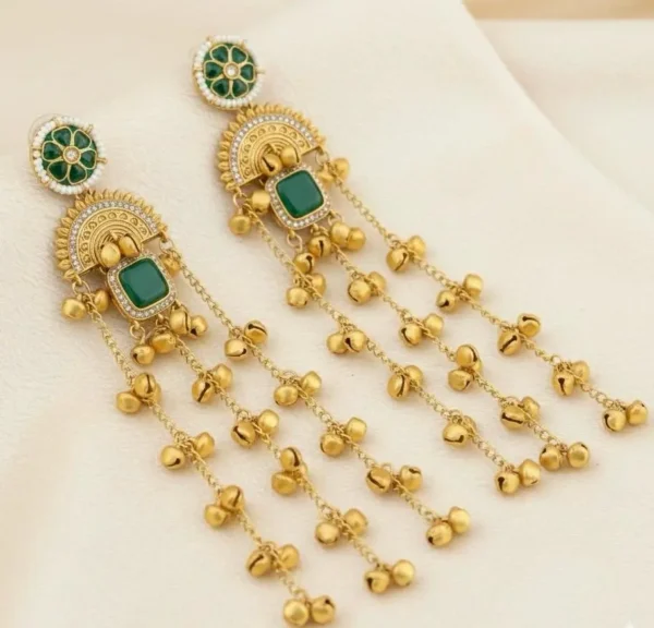 Sadhna Premiun Kashmiri With Monalisa Stone and Pachi Kundan - Green