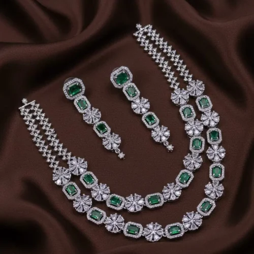 Humaira Premium American Diamond 2 Layer - Green