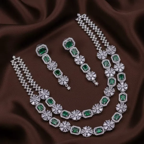 Humaira Premium American Diamond 2 Layer - Green