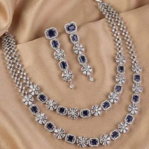 Humaira Premium American Diamond 2 Layer - Blue