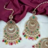Sadaf Premium Reverse Diamond Earrings With Teeka - Multi