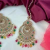 Sadaf Premium Reverse Diamond Earrings With Teeka - Multi