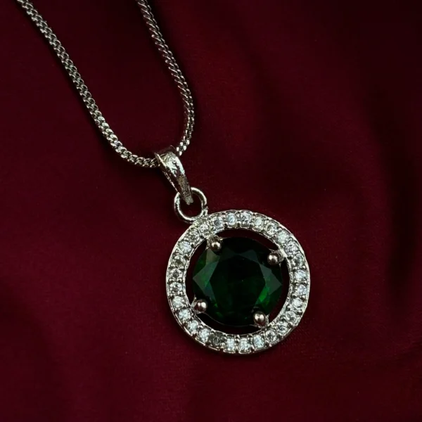 Sia Premium American Diamond Pendent - Green