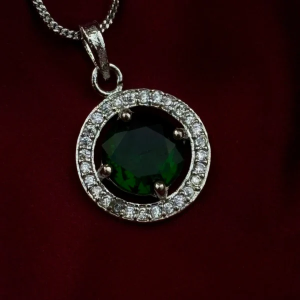 Sia Premium American Diamond Pendent - Green