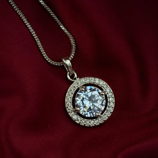 Sia Premium American Diamond Pendent - White