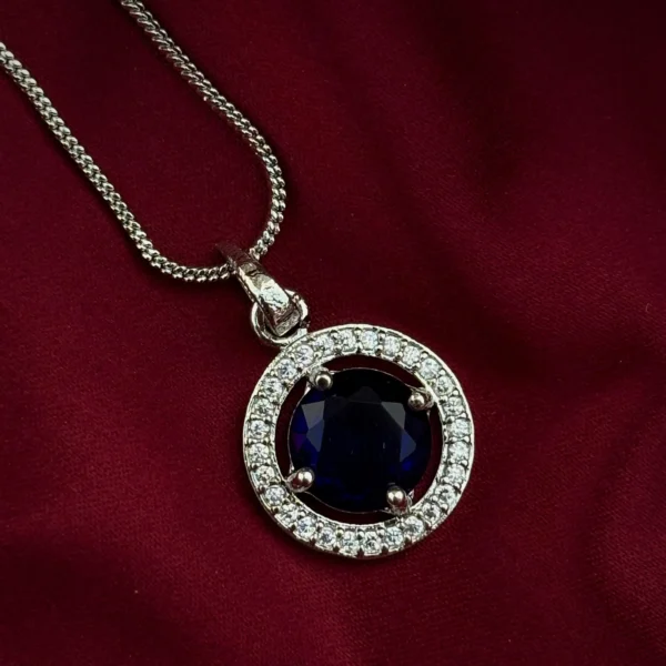 Sia Premium American Diamond Pendent - Blue