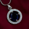 Sia Premium American Diamond Pendent - Blue