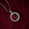 Sia Premium American Diamond Pendent - Ruby