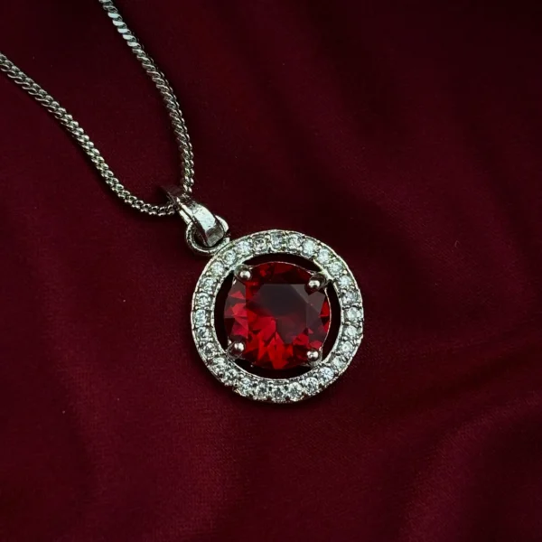 Sia Premium American Diamond Pendent - Ruby