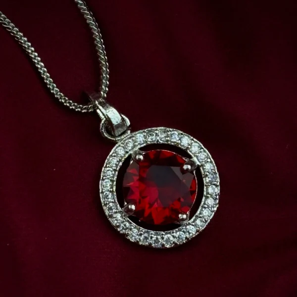 Sia Premium American Diamond Pendent - Ruby