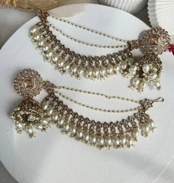 Maha Premium Reverse American Diamond Jhumka Set