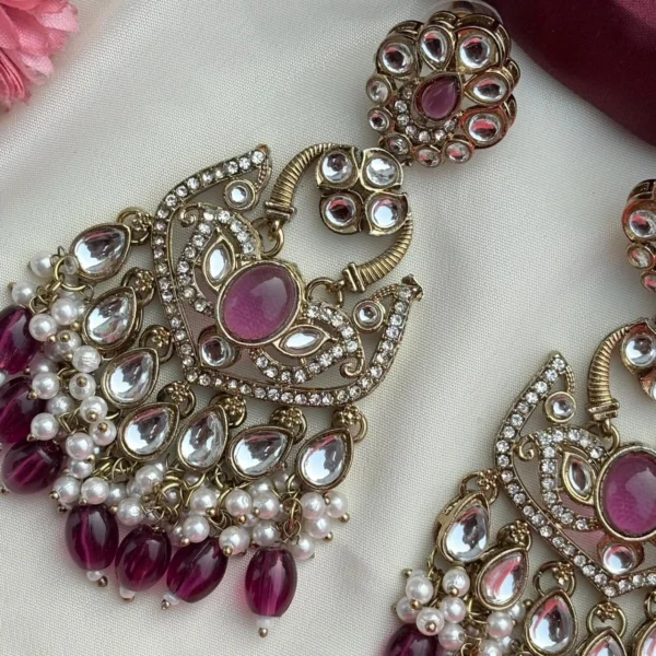 Lavya Premium Pakistani Ethnic Earing - Purple