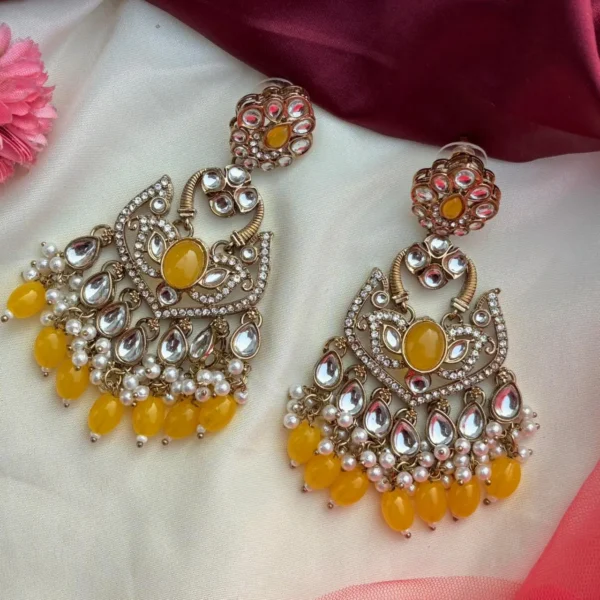 Lavya Premium Pakistani Ethnic Earing - Yellow