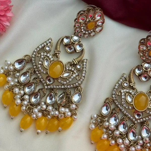 Lavya Premium Pakistani Ethnic Earing - Yellow