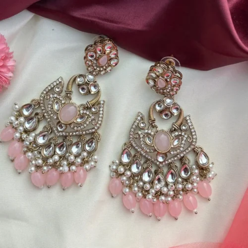 Lavya Premium Pakistani Ethnic Earing - Pink
