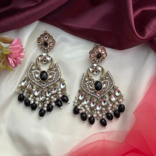 Lavya Premium Pakistani Ethnic Earing - Black