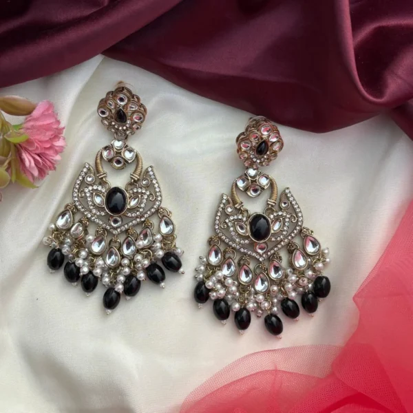Lavya Premium Pakistani Ethnic Earing - Black