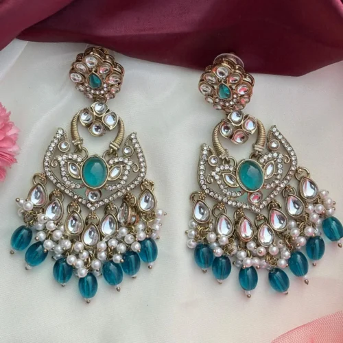 Lavya Premium Pakistani Ethnic Earing - Rama Green