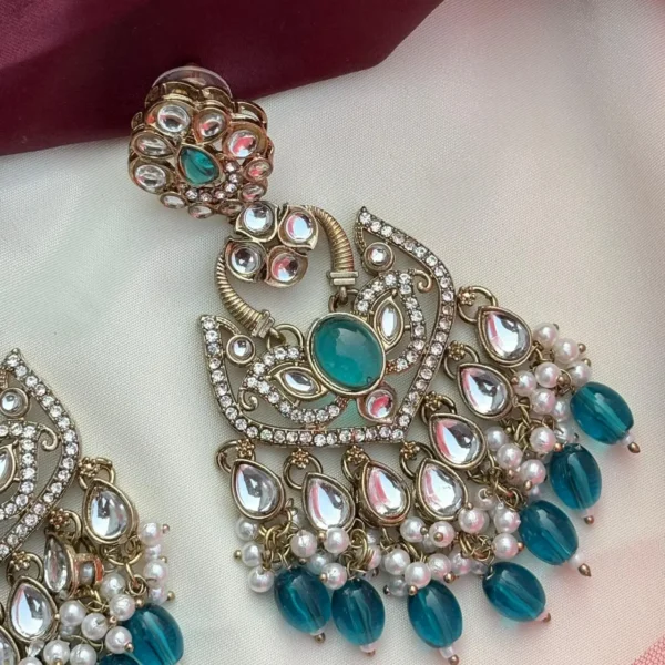 Lavya Premium Pakistani Ethnic Earing - Rama Green