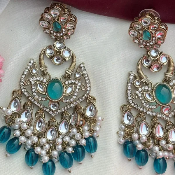 Lavya Premium Pakistani Ethnic Earing - Rama Green