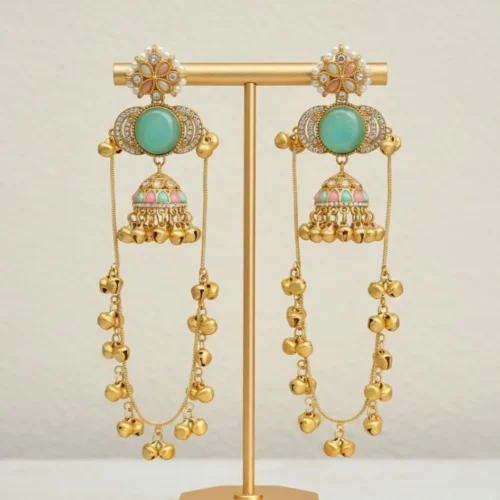 Pranavi Premiun Kashmiri With Monalisa Stone and Pachi Kundan - pastel