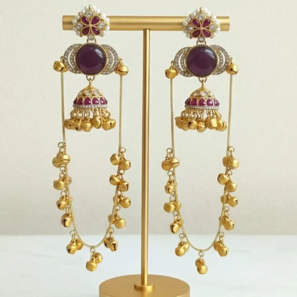 Pranavi Premiun Kashmiri With Monalisa Stone and Pachi Kundan - Violet