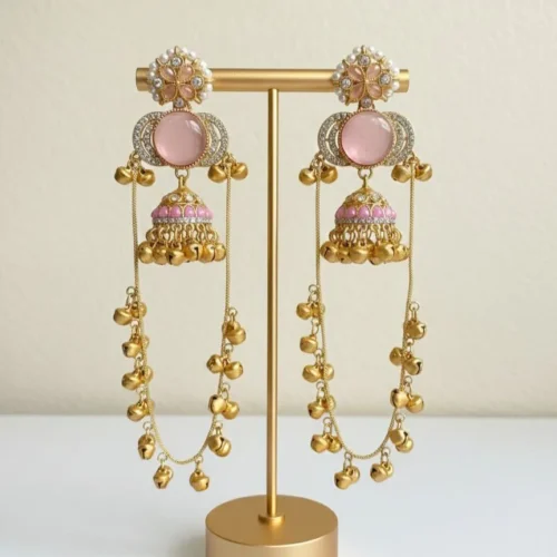 Pranavi Premiun Kashmiri With Monalisa Stone and Pachi Kundan - Pink