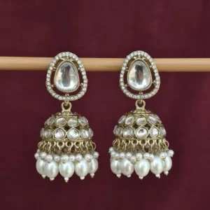 Musk Polki Dupe Jhumka - White
