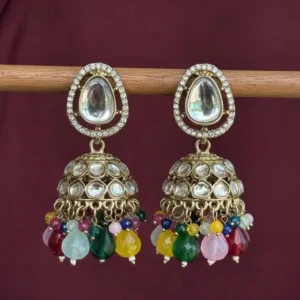 Musk Polki Dupe Jhumka - Multi