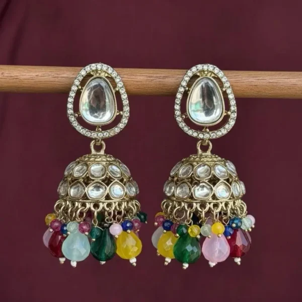 Musk Polki Dupe Jhumka - Multi