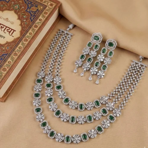 Humaira Premium American Diamond 3 Layer - Green