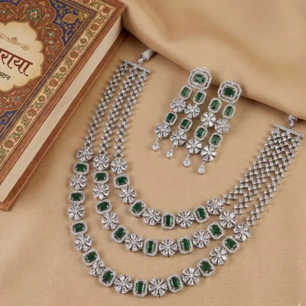 Humaira Premium American Diamond 3 Layer - Green