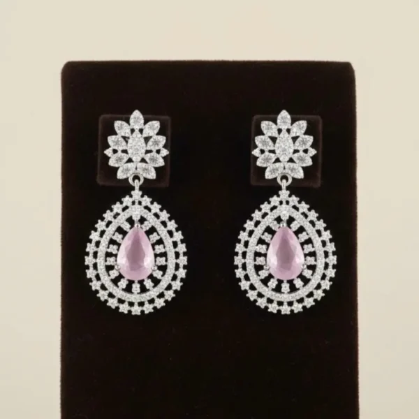 Rose Premium American Diamond Set - Pastel