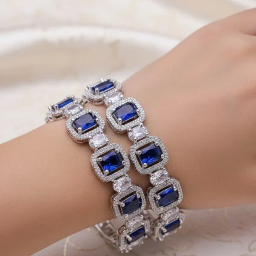 Diana American Diamond Bangle - Blue