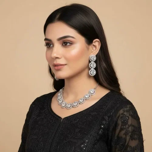 Lara Premium American Diamond Set - White