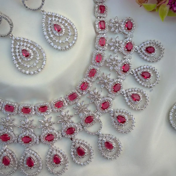 Ankita Lokhande Inspired Premium American Diamond Set  - Ruby