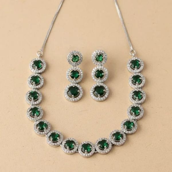 Lara Premium American Diamond Set - Green