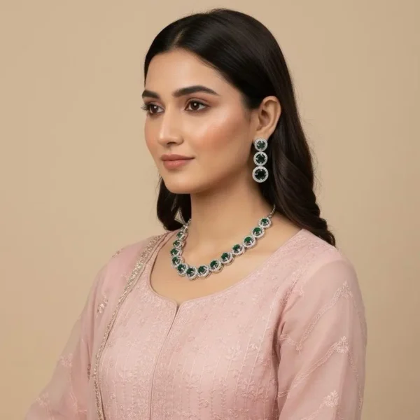 Lara Premium American Diamond Set - Green