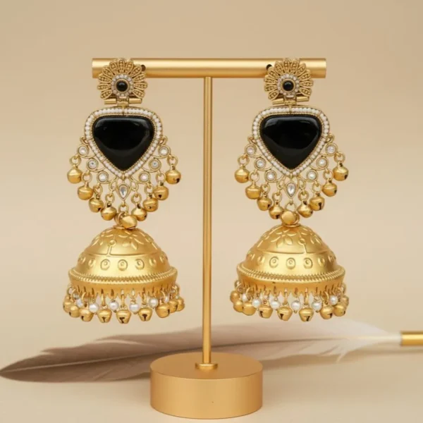 Shamika Premiun Kashmiri With Monalisa Stone and Pachi Kundan - Black