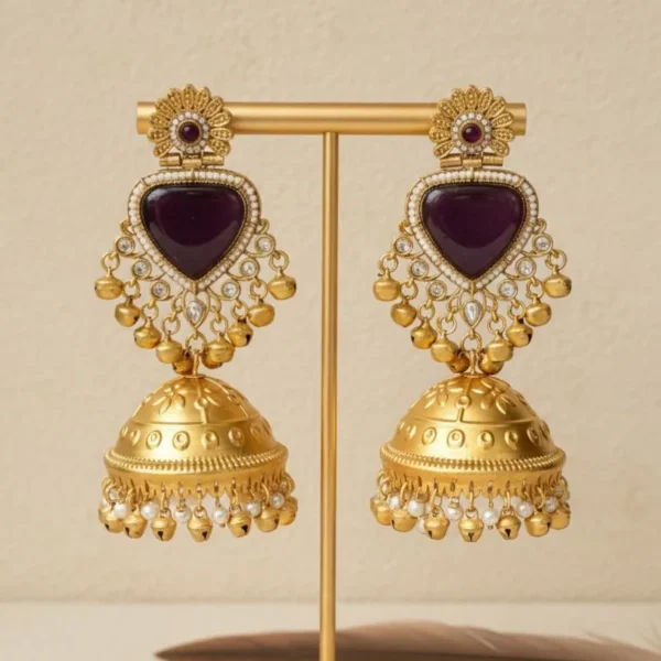 Shamika Premiun Kashmiri With Monalisa Stone and Pachi Kundan - Violet