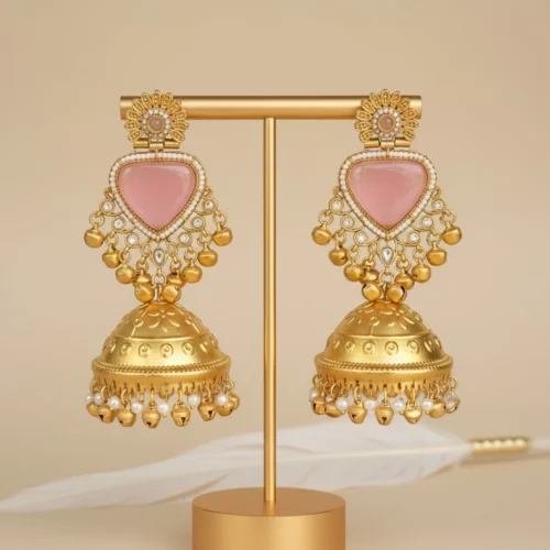 Shamika Premiun Kashmiri With Monalisa Stone and Pachi Kundan - Pink